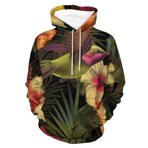 Sweat à Capuche Fleur et Colibri Tropical : Le Confort Contre la Fraîcheur