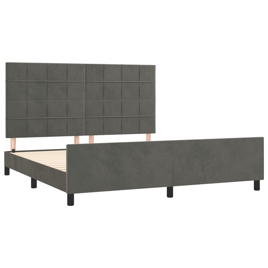 vidaXL Estructura Cama con Cabecero Matrimonial Somier Tapizado Dormitorio Habitación Muebles Cuarto Descanso Terciopelo Gris Oscuro 180x200 cm
