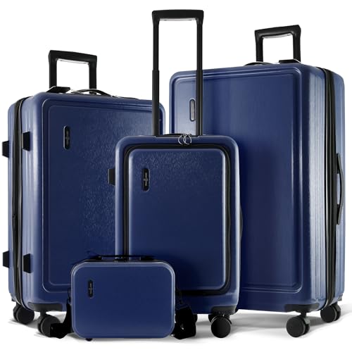 Hard Shell Luggage Sets with Spinner Wheels 4 Piece, Expandable Large Suitcases with TSA Lock, Travel Large Suitcase Set, Navy Luggage Set