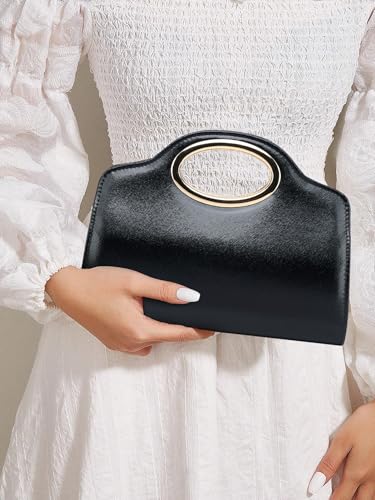 Image of Top Metal Handle Clutch Bags for Women, Evening Handbag Shoulder Crossbody Purse with Chain