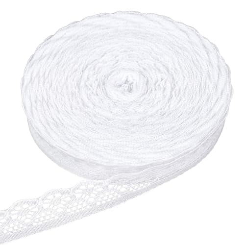 VGOODALL 30 Yards White Lace Ribbon Roll, Lace Trim Sewing Crafts Lace for Gift Wrapping Dress Decoration Wedding