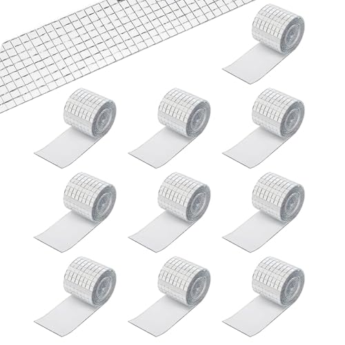 SIGANDG 4800 Pièces Miroirs Auto-Adhésifs Carreaux de Mosaïque, Argent Autocollant Mural Miroir...