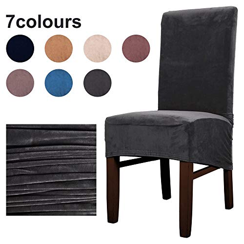Housses de chaise velours dossier haut bleu A1 haut de gamme - 5