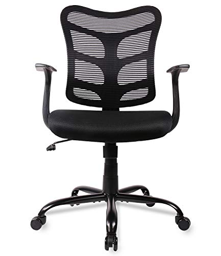 Ergonomic Office Chair Mid Back Mesh Computer Desk Swivel Task Chair with Armrests, Black