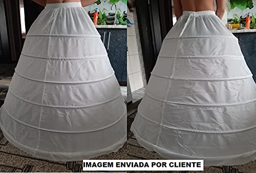 Anágua para Vestido Princesa Saia De Casamento Armação 6 Aros Vestido Debutante Noiva (LARANJA)