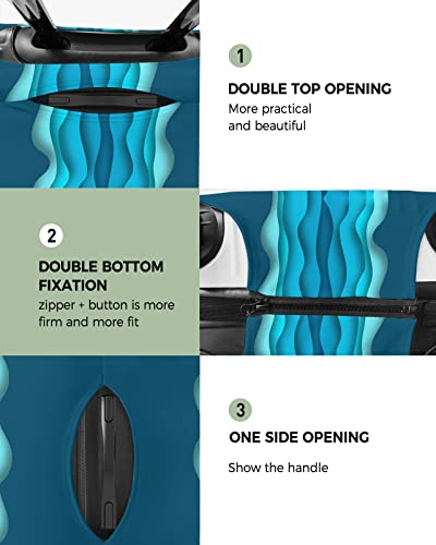 Travel Luggage Cover Spandex Elastic Suitcase Cover for Luggage, Scratch Proof Luggage Cover Protector for Trunk Case 29-32 Inch Luggage, Ombre Water Ripples Blue2