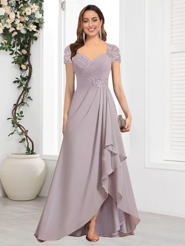 HANHVOIS Women's Mother of the Bride Beaded Chiffon Evening Gown