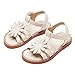 PHIRAMIN Toddler Girls Beige Sandals - Little Girl Summer Dress Shoes Size 8 Flower for Party Wedding School