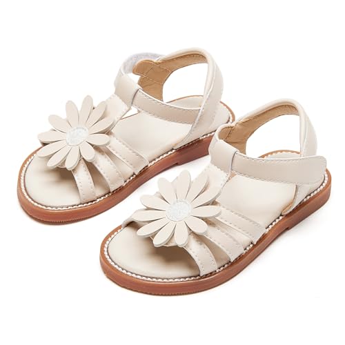 Image of PHIRAMIN Toddler Girl Sandals - Flower Girl Dress Shoes Open Toe Little Kid Flats