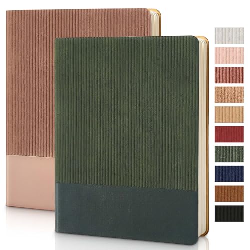 Image of Lined Journal Notebook for Work College Ruled Note Book 7.2 inchx9.6 inch B5 PU Leather Daily Journaling 160 Pages for Women Men Writing Home School Supplies Business (Darkgreen /Darkpink)