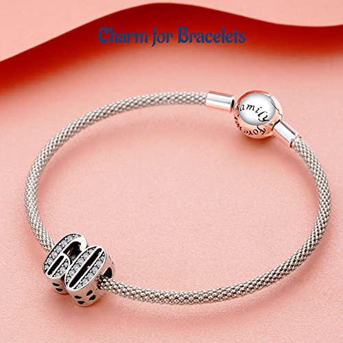Image of Mothers Day Birthday Number Love Family Friendship Graduation Auntie Grandma Dad Mom Charms for Pandora Bracelets Necklaces, Gifts Women, for Anniversary Valentines Christmas