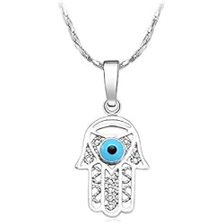 Colgantes De La Mano De Fatima XUPING Colgante Hamsa Mano de Fatima Pequeña Mal de Ojo Collar de Mujer 18 Pulgadas Cadena Regalar