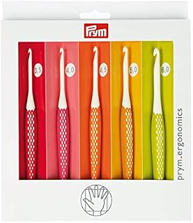 Prym Crochet Hook for Wool Ergonomics 3.50-6.00 mm x 1 Set, Multi, One Size