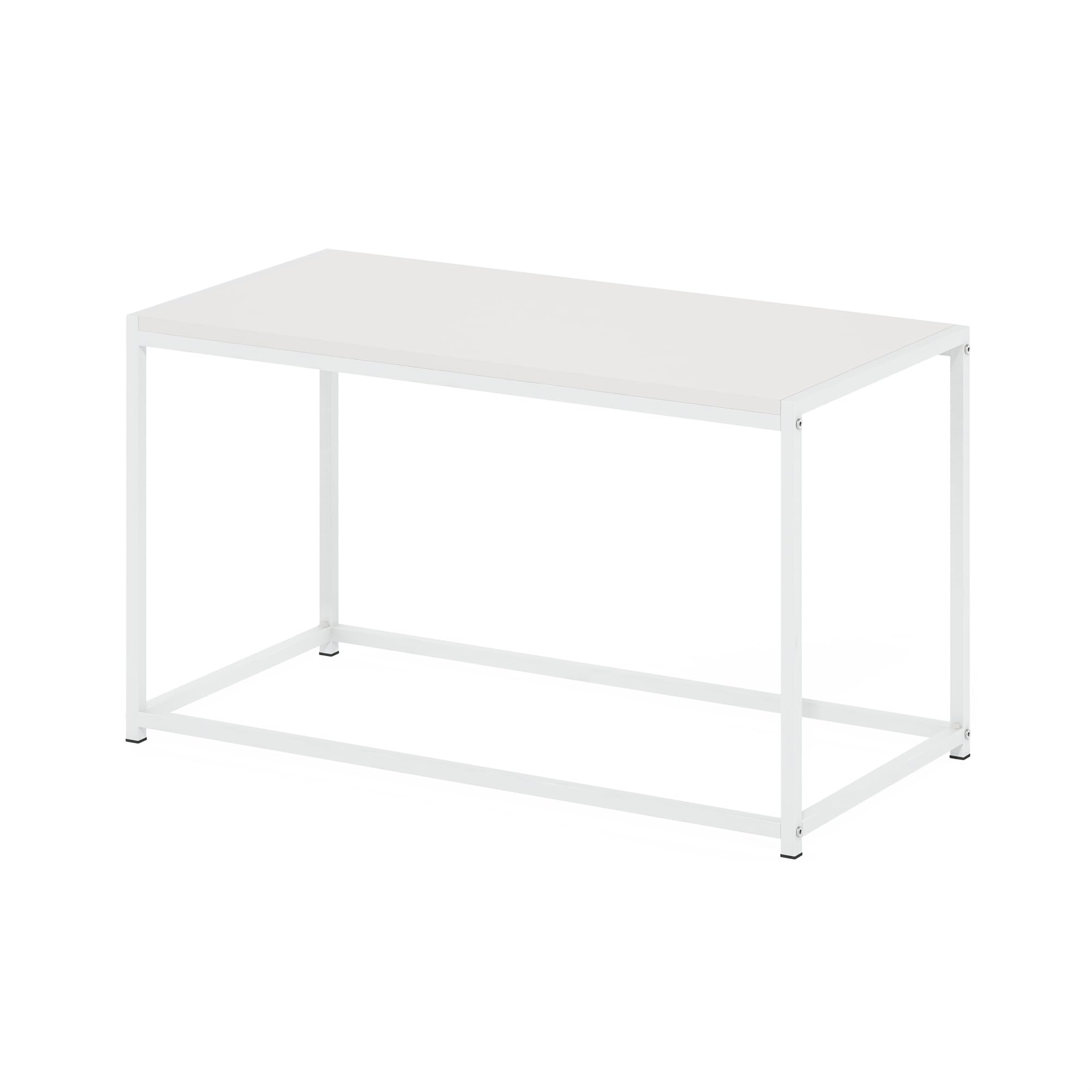 Furinno CAMNUS Tavolino da caffè moderno per soggiorno, Bianco pieno/Bianco