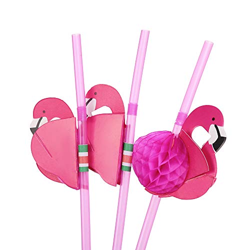 100 pitillos desechables flamingo flexibles para fiesta miniatura 3