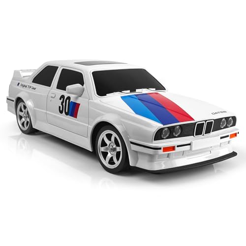 Ruxrcni Remote Control Cars 1:16 Scale RC Drift Car 2.4Ghz 30KM/H High Speed 4WD RTR Racing Car with Drift Tires LED Lights 2PCS Rechargeable Batteries RC Sport Cars Toys for Adults Kids Gift,White