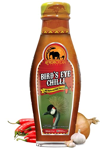 Bird's Eye Chilli Hot Sauce by African Dream Foods | Bold & Fiery Flavor Spicy Sauce | Vegan, Non-GMO | Glass Bottle, 5 fl oz