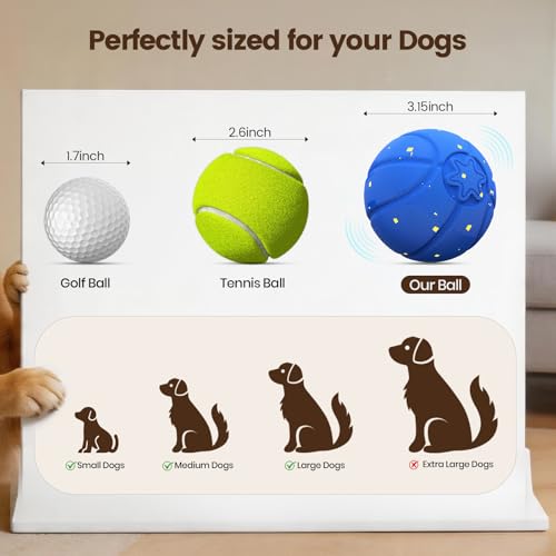 Invengo Interactive Dog Ball, Automatic Rolling Dog Toys with 3 Play Modes, E-TPU Material Dog Balls, IP65 Waterproof Interactive Dog Toys for Medium Dogs(Blue) - Image 6