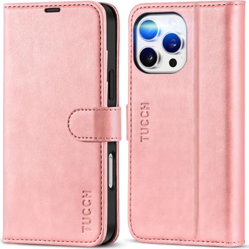 Coque iPhone 16 Pro Max 5G rose portefeuille avec protection RFID et étui antichoc TPU