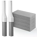 8 Pack Pumice Stone Toilet Bowl Cleaner with Long Handle - Replaceable Toilet Pumice Stone, Equipped with 2 Handles and 8 Floating Stones for Cleaning Toilets, Bathtubs, Grills, Swimming Pools, Sinks