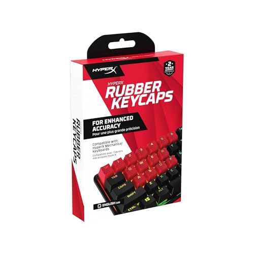 HyperX Copri tasti, Set di 19 Tasti Testurizzati e Realizzati in Gomma, Semitrasparenti, Font HyperX, Strumento Rimozione Copritasti, Layout Inglese, Rosso