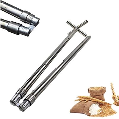 Stainless Steel Grains Powder Sampler Probe Rotary Handle Granule Solid Sack Bag Sampling Thief Double Tubes 3 Slots (Folding Sampler, 32mmx 1.5m /1.3X 59inch)
