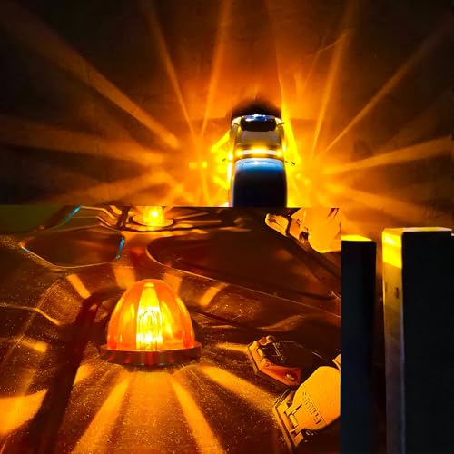 Image of Watermelon Lights, Clear Lens LED Side Marker Turn Signal Lights, Watermelon-Shaped Side Marker Tail Top Cap Roof Lights for Trailer Truck Semi-trailer Heavy-duty Truck (4, amber)