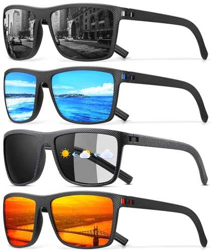 Image of Square Polarized Sunglasses for Men Vintage Style Driving Travel Sun Glasses Lightweight Frame UV Protection Eyewear