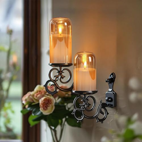 Image of Eldnacele Gold Glass Flameless Candles with Remote and Timer, Battery Operated 3D Wick Flickering LED Pillar Candles for Dinner Wedding Holiday Decor(3Pcs, D3xH4 /5 inch /6 inch)