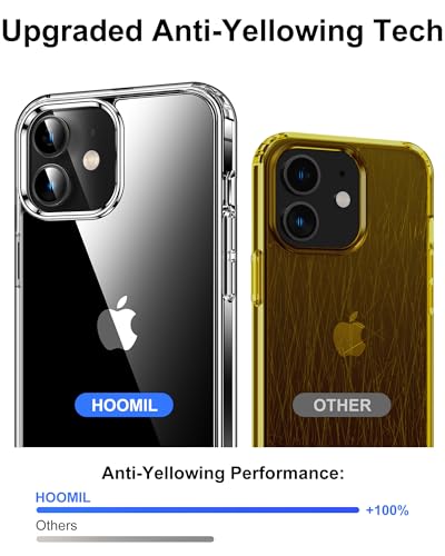Image of HOOMIL Case for iPhone 12 Mini 5.4-Inch, Non-Yellowing, Drop Protection, Anti-Scratch Transparent Hard Back Phone Cover - Black