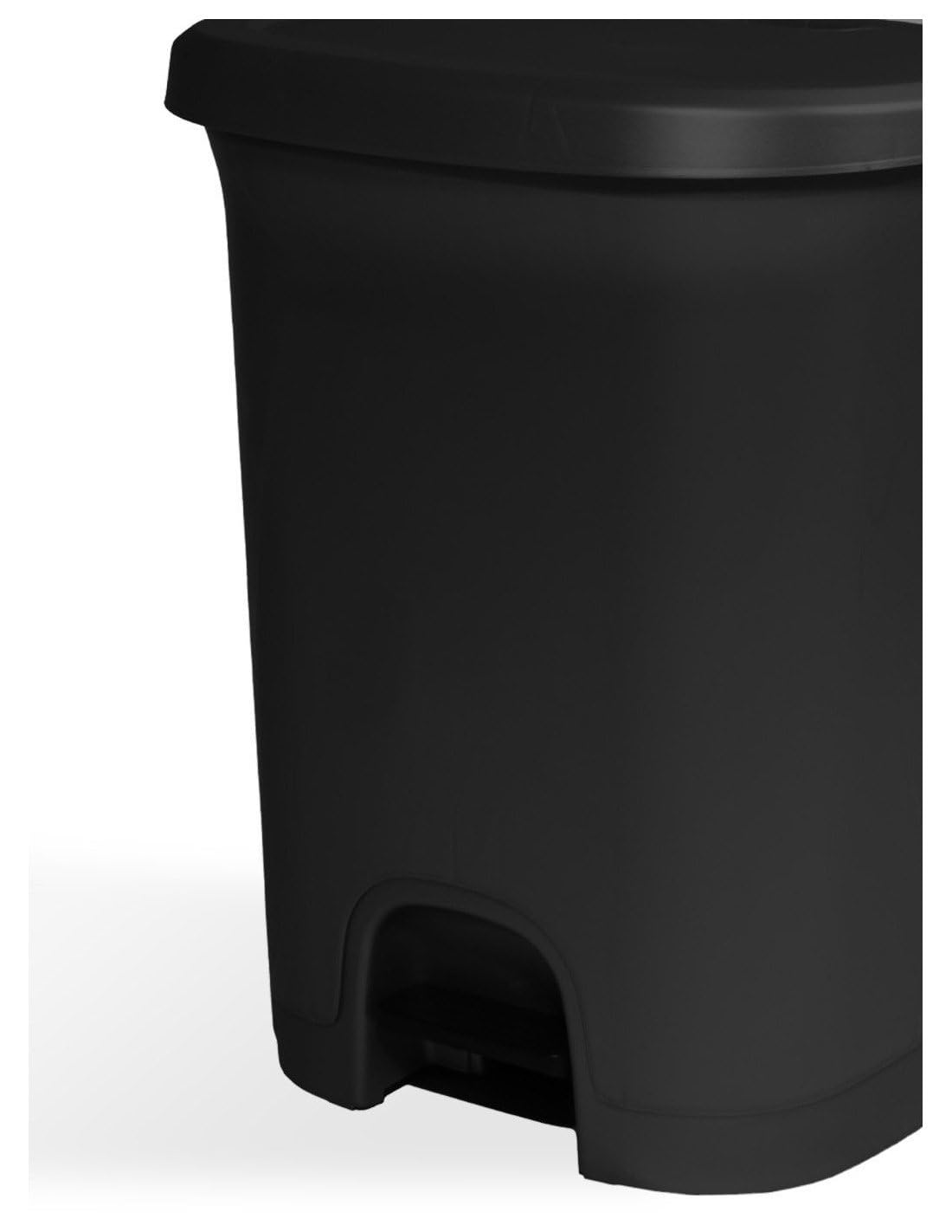 Jardin202 - Cubo basura plástico moderno | Apertura con pedal | Cubo reciclar | 50 litros (Negro - Negro)