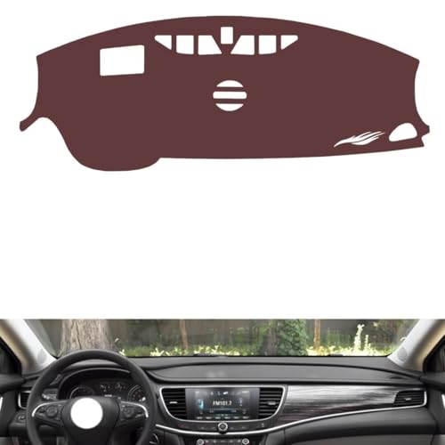 Leather Dash Board Cover mat Compatible with Buick Lacrosse （HUD,Speakers） 2016-2022 ，Anti-Glare and dust Protector(Brown)