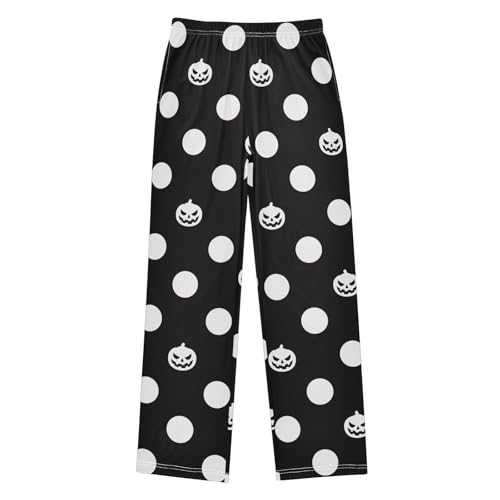 Boys' Pants Pumpkin Halloween White Polka Dot Black Long Bottoms Jogger Pants Elastic Waist Trouser with Pockets S-XL