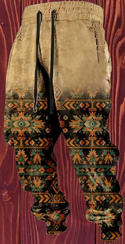 Mens Aztec Sweatpants Casual Loose Cowboy Graphic Western Style Print Vintage Drawstring Pants for Men2