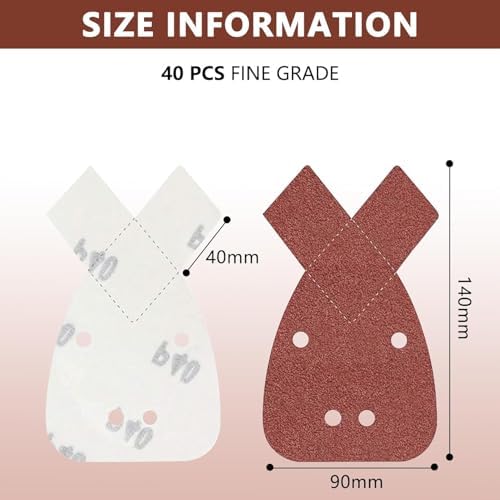 U/D Black Decker Mouse Sander Pads,40pcs Mouse Palm Sander Detail Pads Sandpaper,Mouse Sanding Sheets Assorted 40/60/ 80/120/ Grits to Fit Black and Decker Detail Palm Sander