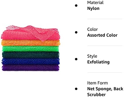 6 Pieces Body Exfoliating African Net Bath Sponge Exfoliating Shower Body Scrubber Back Scrubber Skin Smoother for Daily Use or Stocking Stuffer (Assorted Color)
