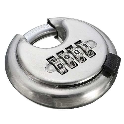 Image of Heavy Duty Combination Padlock, Large Outdoor Combination Lock 4 Digit Locker Lock Outdoor Waterproof (Steel, Silver)