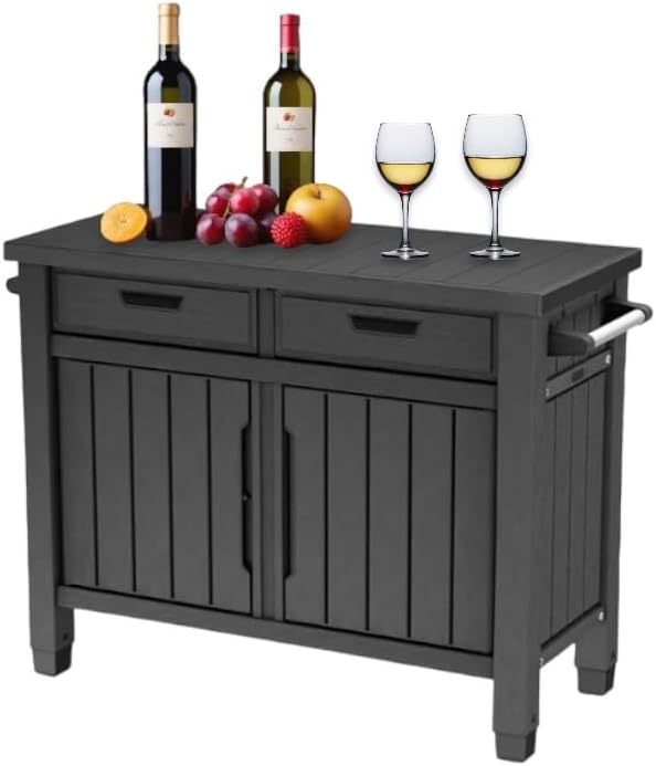 Outdoor Space with This Versatile Outdoor Grill Table with Storage and Drawers in Graphite Gray - Perfect for Entertaining with Ample Storage and Sleek Design