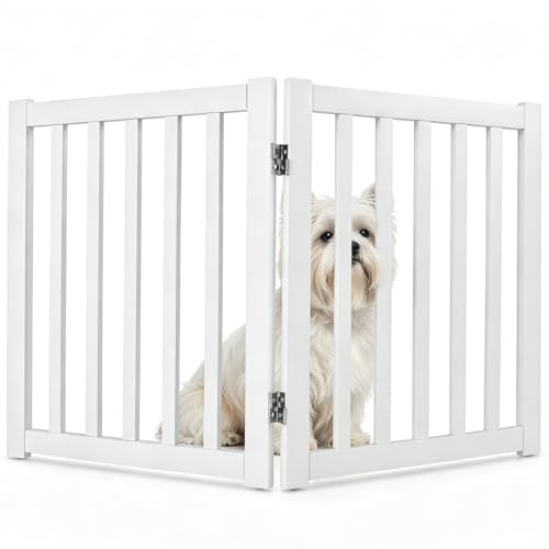 Image of Maxmass Freestanding Dog Gate (2 Panels: 102 x 61cm, White)
