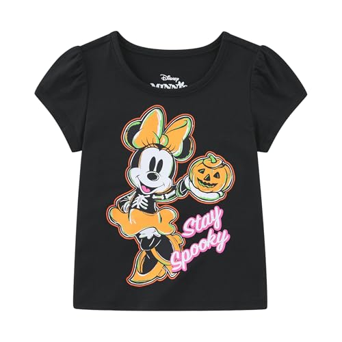 Disney Minnie Mouse Girls Halloween Short Sleeve T-Shirt for Toddler and Big Kids Black