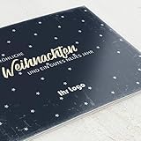 sendmoments Firmen-Weihnachtskarten im Set, personalisiert mit Ihrem Firmenlogo & -Text, Sternenglitter, 12 Klappkarten, wahlweise mit Veredelung in Gold, optional mit bedruckten Design-Umschlägen