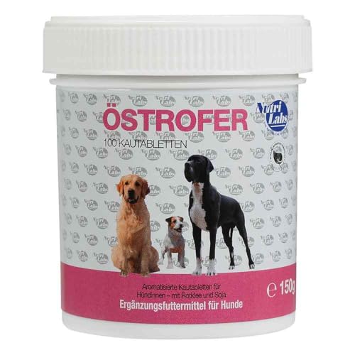 NutriLabs Östrofer Hormontabletten für Hündinnen 100 STK. - Gesundheitstabletten mit Rotkleesaat, Biotin etc. - Gesundheitsprodukte für Hunde - Nahrungsergänzungsmittel