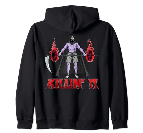 Swole Grim Reaper - Killin it Halloween Gym Sollevamento Allenamento Felpa con Cappuccio