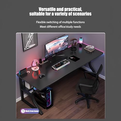 مكتب ألعاب من واميت كبير لشاشات مزدوجة كمبيوتر طاولة مقاس عمق 140 × ارتفاع 60 عرض 75 سم لون أسود