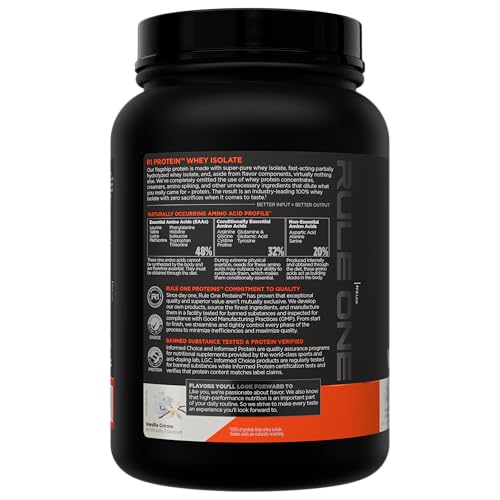 Image of Rule 1 Proteins R1 Protein Whey Isolate, Vanilla Creme, 22 Servings | 25g of Protein from Whey Isolates and Hydrolysate isolates for Workout Recovery and anytime use