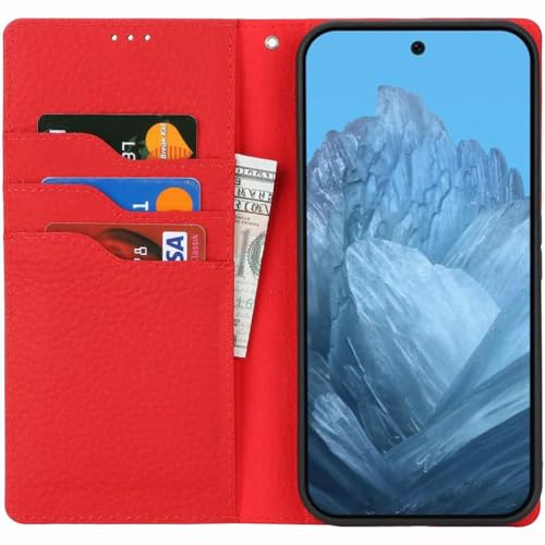 Étui Pixel 10 Pro en cuir véritable orange, housse chic et durable - 4