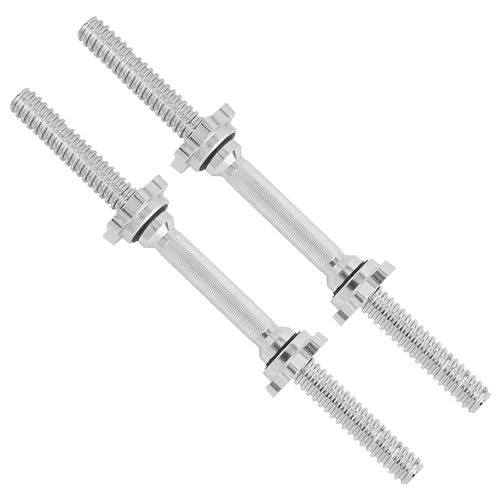 Yes4All Pair of Threaded Dumbbell Handles 14/16/18/24 inch, Chrome/Rubber Grip, Fit 1 Plates, Weight Bar Connector