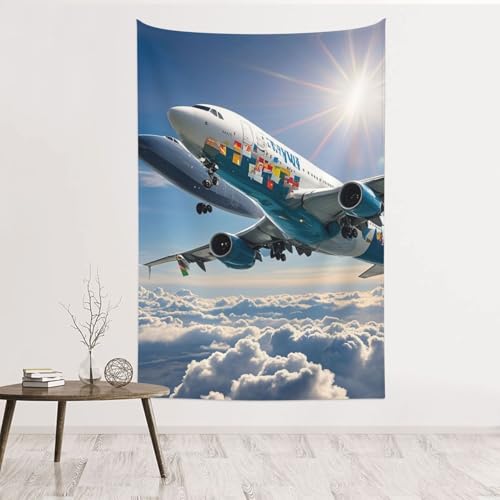 Tenture murale avion de qualité supérieure en velours pêche doux 152x101cm