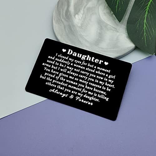 to Daughter Gift from Mom Dad Metal Wallet Insert Card Inspirational Gifts Card Birthday Graduation Gift for Daughter Girls Encouragement Gift Mom to Daughter Gifts Wedding Gift Engraved Wallet Card