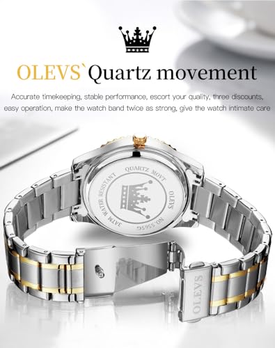 Image of OLEVS Mens Watches Chronograph Luxury Dress Moon Phase Stainless Steel Male Wrist Watch